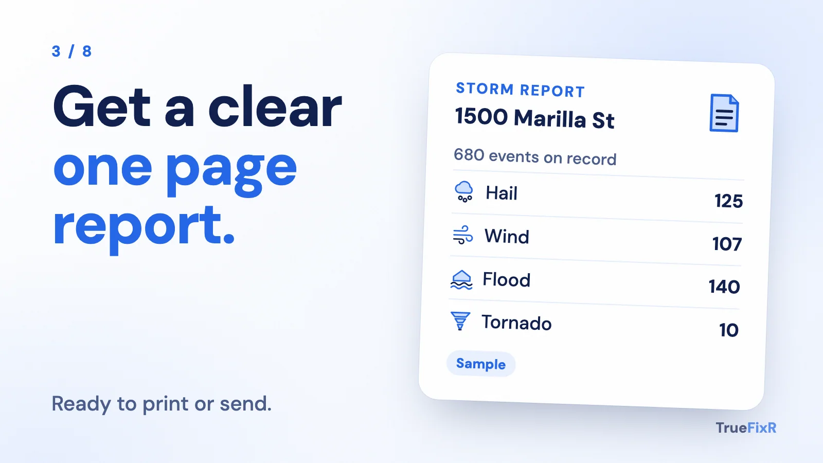 A storm report built from the data